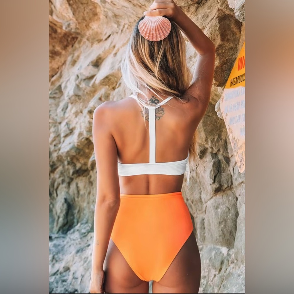 Cupshe High Waist Orange Bikini Bottom
